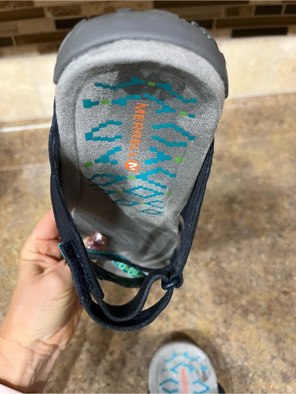 Merrell Women’s Size 8 Navy Leather Strappy Sport Sandals Select Grip Comfort